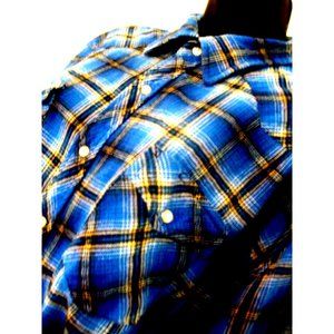 Wrangler Western Long Sleeve Blue, Yellow Plaid Buttons Shirt -Men's Size 2X